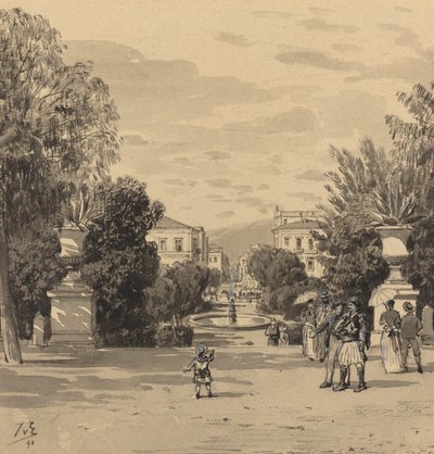 Widok ze Starego Pałacu Królewskiego na Hermesstreet autorstwa Themistocles von Eckenbrecher