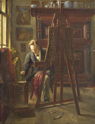 Artysta George Jan Hendrik Poggenbeek w swojej pracowni autorstwa Theo Hanrath