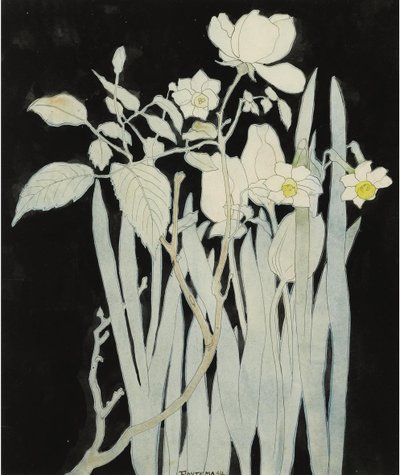 Żonkile i róże od Hoytema, Theo van (1863-1917). Akwarela i tusz na papierze, rozmiar : 27,5x23 autorstwa Theo van Hoytema