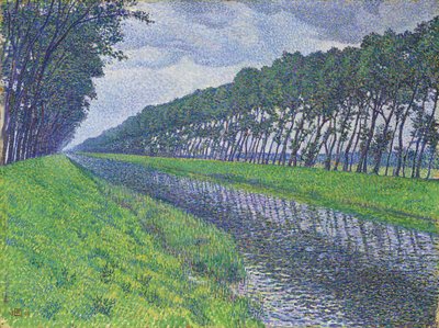 Kanał we Flandrii; Kanał we Flandrii przy smutnej pogodzie, 1894 autorstwa Théo van Rysselberghe