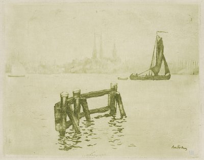 Widok Amsterdamu autorstwa Théo van Rysselberghe