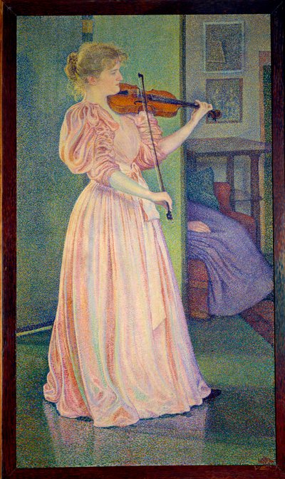 Portret Irmy Sethe grającej na skrzypcach, Ec. Bel. autorstwa Théo van Rysselberghe