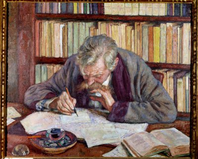 Portret belgijskiego poety Emila Verhaerena (1885-1916) w jego biurze Obraz Theodore Van Rysselberghe (1862-1926) XX-wieczny Paryż. Miejskie Muzeum Sztuki Nowoczesnej autorstwa Théo van Rysselberghe