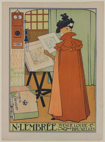 Plakat dla galerii Lembrée autorstwa Théo van Rysselberghe