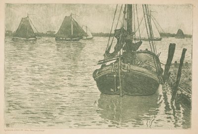 Statki w deszczu autorstwa Théo van Rysselberghe