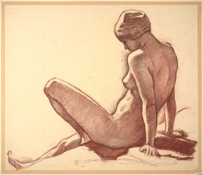 Studium aktu kobiecego nad morzem do „Kąpiących się” autorstwa Théo van Rysselberghe