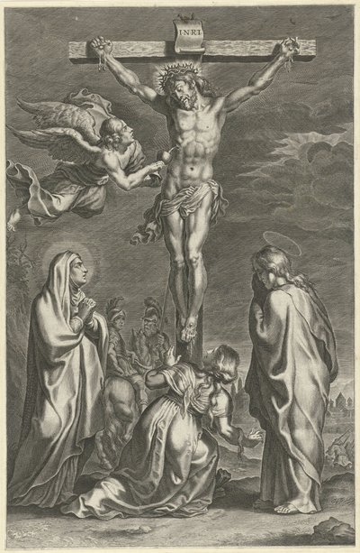 Chrystus na krzyżu Sceny ze Starego i Nowego Testamentu (tytuł serii) Breviarium romanum (tytuł serii) autorstwa Theodoor Galle (possibly)