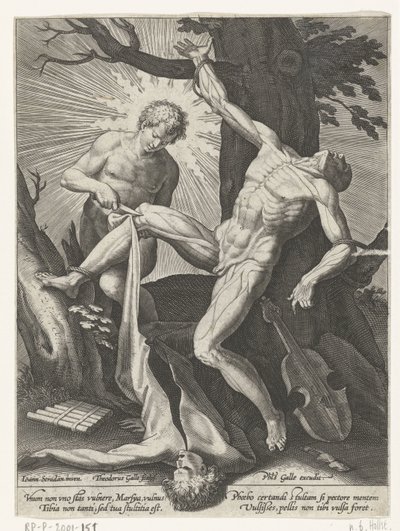Apollo więdnie Marsjasza autorstwa Theodoor Galle