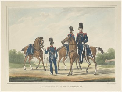 Strzelcy na koniach w Hadze, 1830 Karabin na koniu w Hadze (tytuł na obiekcie) autorstwa Theodoor Soeterik