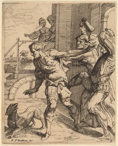 Syn marnotrawny wypędzony z tawerny autorstwa Theodoor van Thulden after Sir Peter Paul Rubens