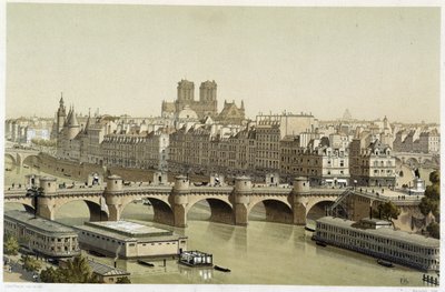 Ile de la Cite i Pont Neuf w Paryżu autorstwa Theodor Josef Hubert Hoffbauer