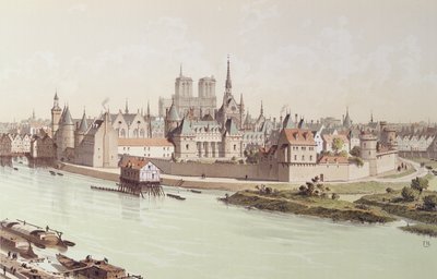Ile de la Cite w 1530 autorstwa Theodor Josef Hubert Hoffbauer