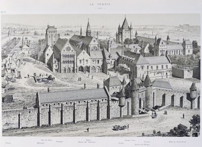 Widok świątyni w 1450, ilustracja z „Paryż przez wieki”, 1885 autorstwa Theodor Josef Hubert Hoffbauer