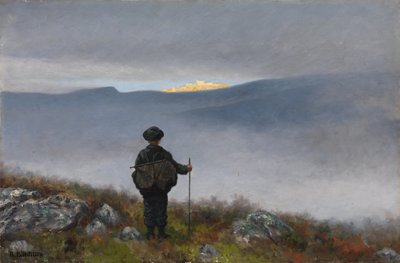 Daleko, daleko Pałac Soria Moria mienił się jak złoto autorstwa Theodor Kittelsen