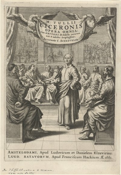 Cyceron i omawianie liczb Strona tytułowa za: Cyceron, opera omnia, 1661 autorstwa Theodor Matham