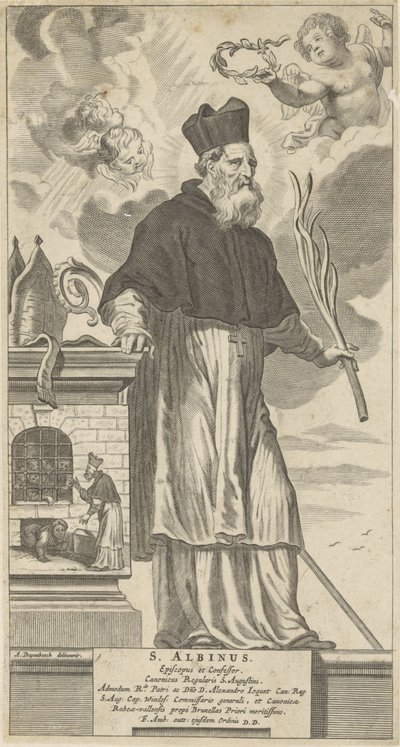 H. Albinus van Angers św. Albinusa. Biskup i Spowiednik (tytuł na obiekcie) autorstwa Theodor Matham