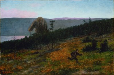„Askeladden et le troll” Personnage du folklore norvegien - Peinture de Theodor Kittelsen (1857-1914) 1900 Narodowe Muzeum Sztuki, Oslo Norvege autorstwa Theodor Kittelsen
