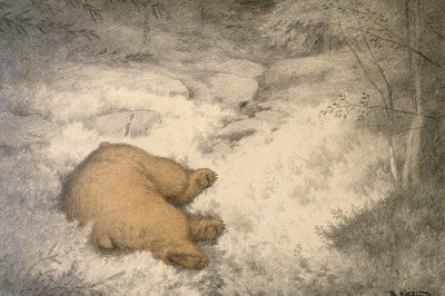 Niedźwiedź śpi w jagodowym wrzosie autorstwa Theodor Severin Kittelsen