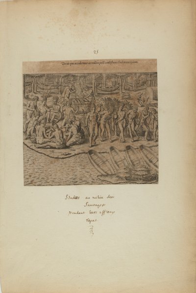 De Iss qui Acciderunt in Reditu Post Comestum Illud Mancipium. (z książki Americae, część trzecia) autorstwa Theodor de Bry