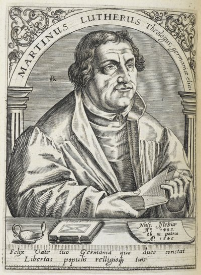 Marcin Luther. (1483-1546). Niemiecki reformator religijny i twórca reformacji. Portret. autorstwa Theodor de Bry