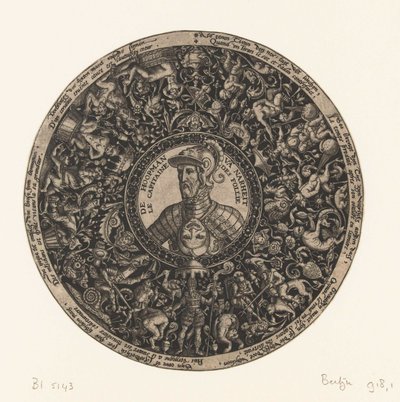 Medalion z popiersiem Kapitana Szaleństwa, Theodora de Bry, ok. 1577-1578 autorstwa Theodor de Bry
