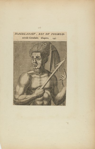 Nacol-Absov, Roi Du Promon-/toire des.... (z książki Les Vrais Pourtraits et Vies des Hommes Illustres) autorstwa Theodor de Bry