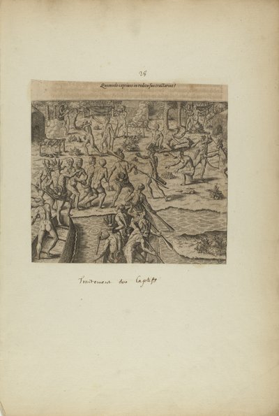 Quomodo Captivos in Reditu Suo Tractarint() (z książki Americae, część trzecia) autorstwa Theodor de Bry