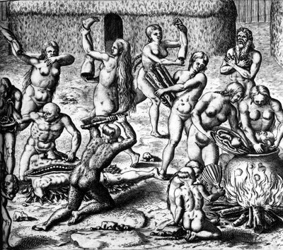 Scena kanibalizmu autorstwa Theodor de Bry