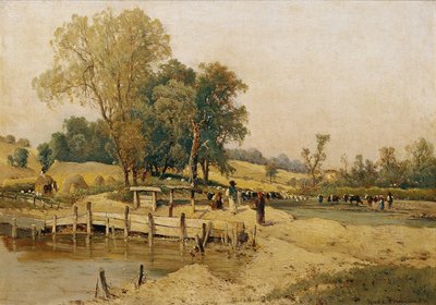 Węgierski krajobraz z korytem dla bydła autorstwa Theodor von Hormann