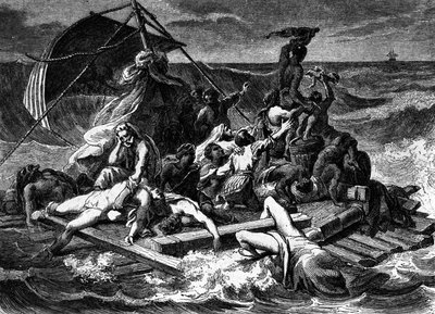 Tratwa Meduzy po obrazie Gericaulta (rycina) autorstwa Theodore (after) Gericault