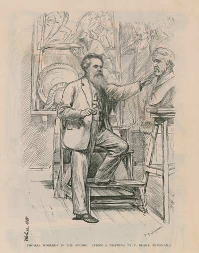 Rzeźbiarz Thomas Woolner przy pracy w swojej pracowni autorstwa Theodore Blake Wirgman