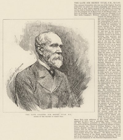 Nieżyjący już pułkownik Sir Henry Yule, RE, redaktor The Travels of Marco Polo autorstwa Theodore Blake Wirgman