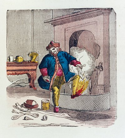 Wizyta św. Mikołaja, kolorowa lito z lat 40. XIX wieku autorstwa Theodore C. Boyd
