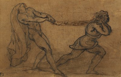 Akt męski ciągnięty przez innego mężczyznę, autorstwa Theodore Gericault