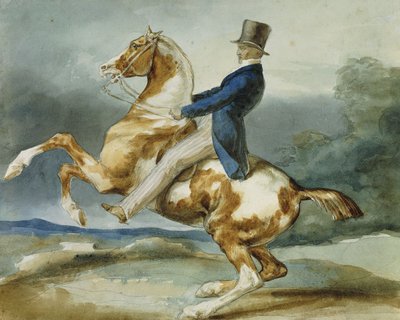 Jeździec i jego koń hodowlany; Un Cavalier Cabrant Son Cheval, autorstwa Theodore Gericault