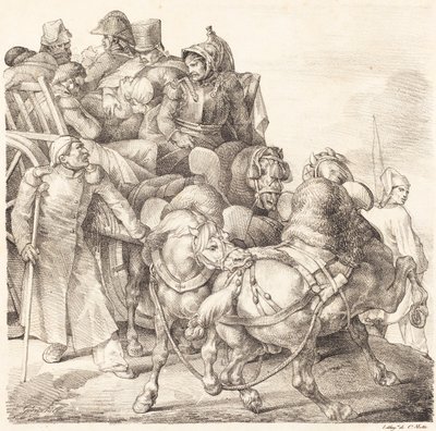 Wóz pełen rannych żołnierzy (Chariot charge de soldats blesses) autorstwa Theodore Gericault