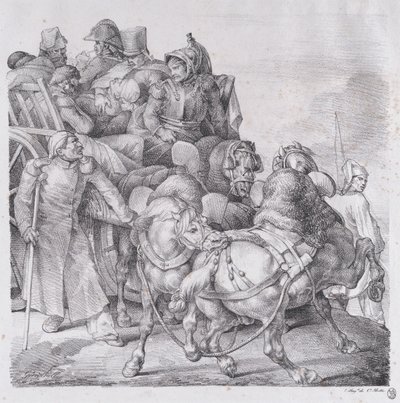 Wóz załadowany rannymi żołnierzami autorstwa Theodore Gericault