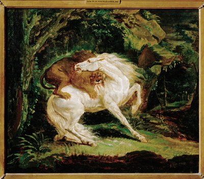 Cheval attaque par un lion - koń zaatakowany przez lwa, według akwaforty Lauriego i obrazu George