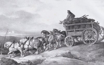 Wóz węglowy [sic.] ciągnięty przez konie, 1822. autorstwa Theodore Gericault