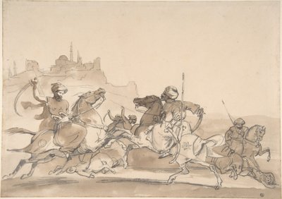 Bitwa orientalnych jeźdźców autorstwa Theodore Gericault