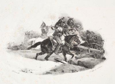 Kirasjerzy ładują baterię artylerii autorstwa Theodore Gericault