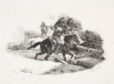 Kirasjerzy ładują baterię artylerii. autorstwa Theodore Gericault