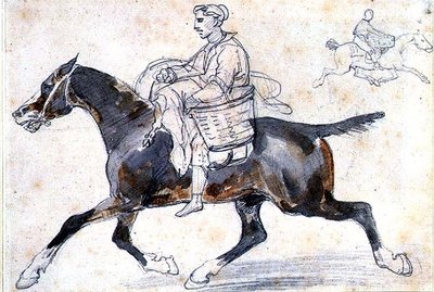 Angielski rzeźnik na koniu (ołówek i akwarela) autorstwa Theodore Gericault
