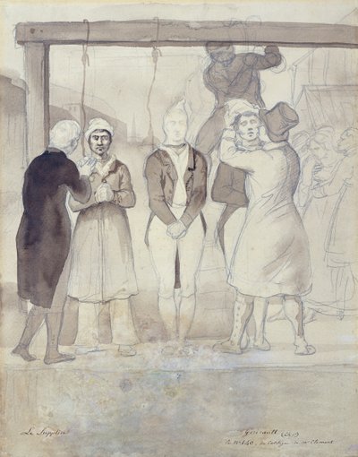 Egzekucja w Londynie (The Punishment) (wc i ołówek na papierze) autorstwa Theodore Gericault