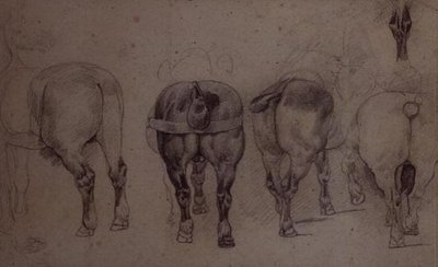 Zaprzęgnięte konie (ołówek) autorstwa Theodore Gericault