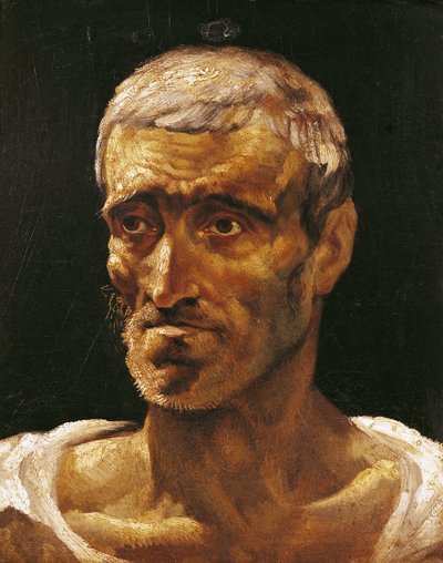 Głowa rozbitka, studium dla Tratwy Meduzy, 1817-19 autorstwa Theodore Gericault