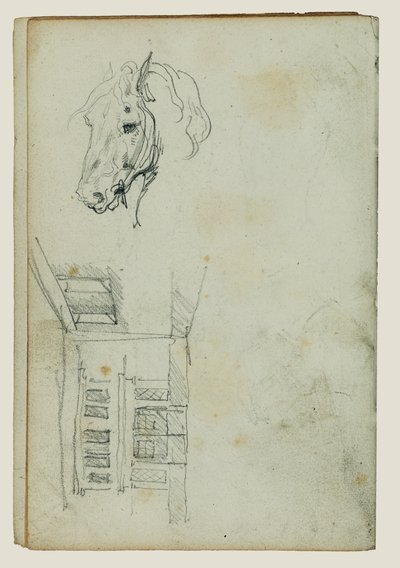 Głowa konia, widok na dziedziniec autorstwa Theodore Gericault