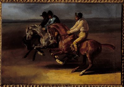 Wyścig konny idący w lewo w momencie startu Obraz Theodore Gericault (1791-1824) autorstwa Theodore Gericault