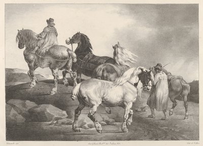 Konie zaprzęgnięte na jarmark autorstwa Theodore Gericault