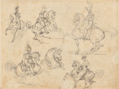 Konie i jeźdźcy (recto); Konie (verso) autorstwa Theodore Gericault